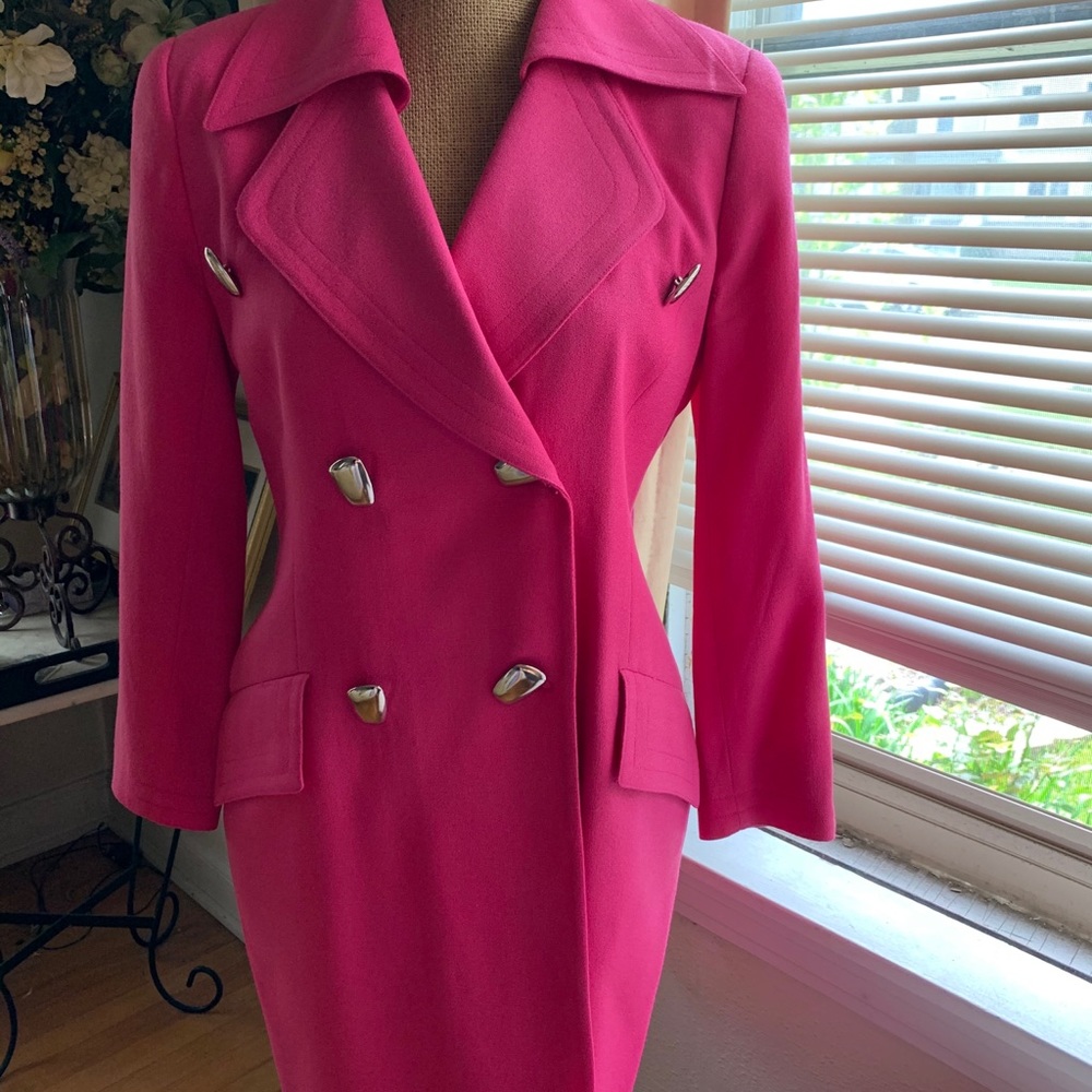 Tahari Wool Lightweight Dress Deep Pink Size 4